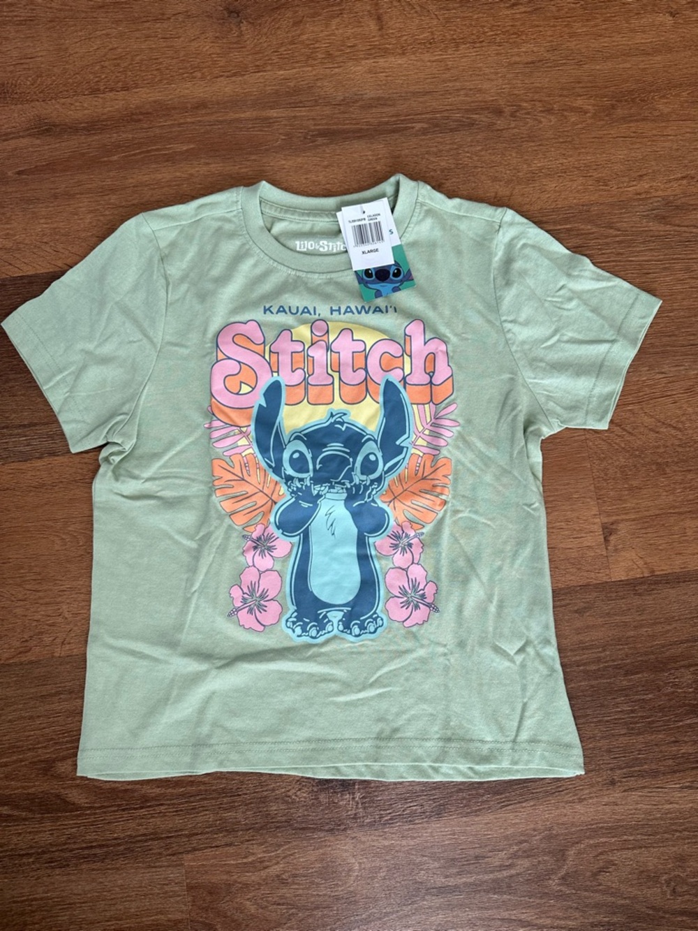 NWT Girl’s XL Stitch Graphic Tee - Light Green